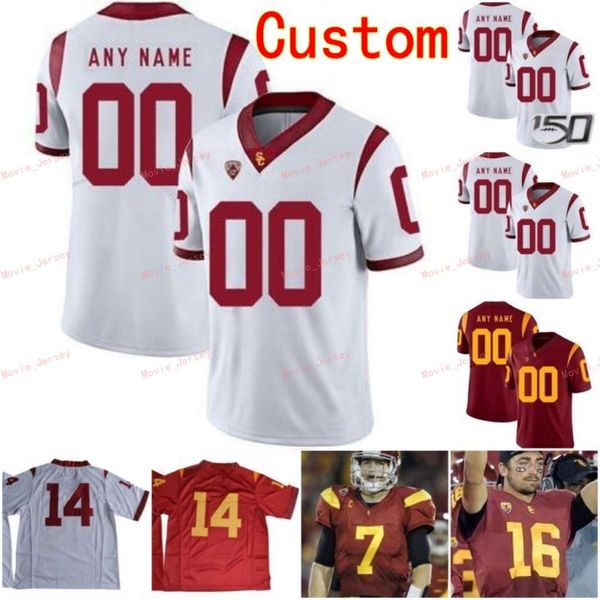 

stitched custom 14 sam darnold 18 jt daniels 19 matt fink 21 adoree' jackson usc trojans college men women youth jersey, Black