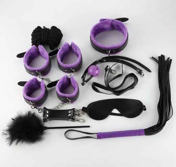 

erotic woman toys sm toys for sexyual 10pcs game kit handcuffs couple bandage suit bondage set red flrit whip ball wooui