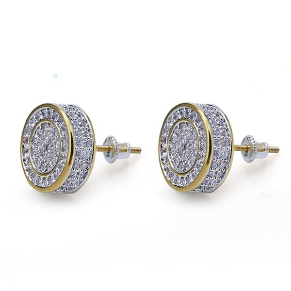 

18k plated screwback stud copper earrings cylinder shape shining white zircon dangle earrings gold plated vintage geometric earring, Golden;silver