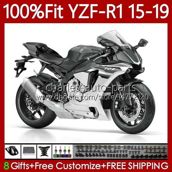 Einspritzverkleidungen für Yamaha YZF R 1 1000CC YZF-R1 2015–2019 104No.108 YZF R1 1000 CC grau silbrig YZF-1000 YZFR1 15 16 17 18 19 YZF1000 2015 2016 2017 2018 2019 OEM-Bodykit