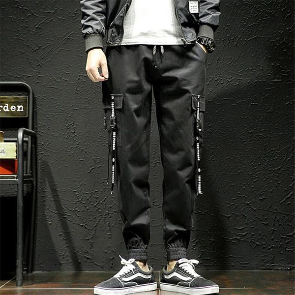 

men's pants fashion pocket plus size trousers street jogging, Black