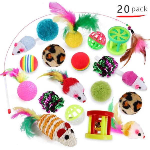 

combination toy teaser stick sisal mouse cat suppli 20 piece set