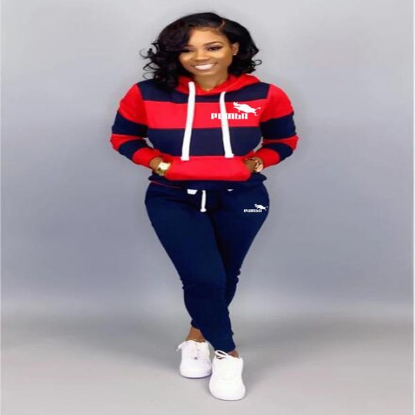 

hoodies+pants hooded sportwear 2 sports sweatshirt print winter women piece women's set hoodies tracksuit female suit oelwa, Black