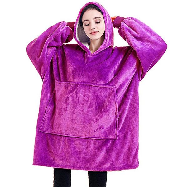 

winter warm blanket with sleeves oversized 6 color 850grams plush hoodie sweatshirt outdoor wearable blankets