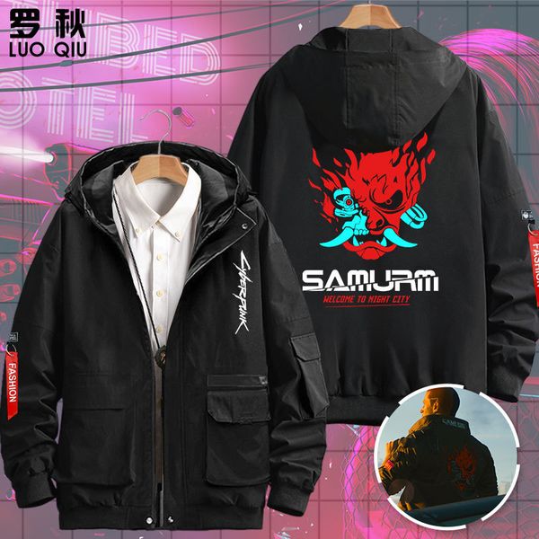 

cyberpunk 2077 robot transformation game peripheral jacket hooded thin men's plush coat hoodie