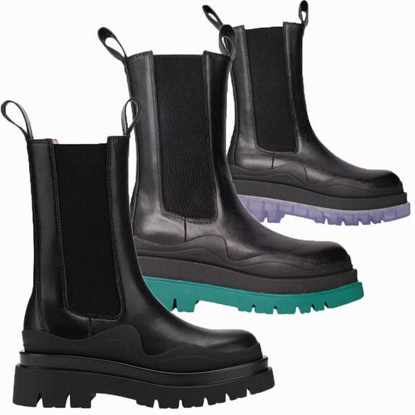 

2021 classic bottega-booties tire boots man women platform chunky boot lady boot luxury designer women boots mid-calf designer boots 39--45, Black