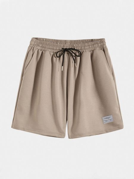 

men patched detail drawstring track shorts s5xt#, Black