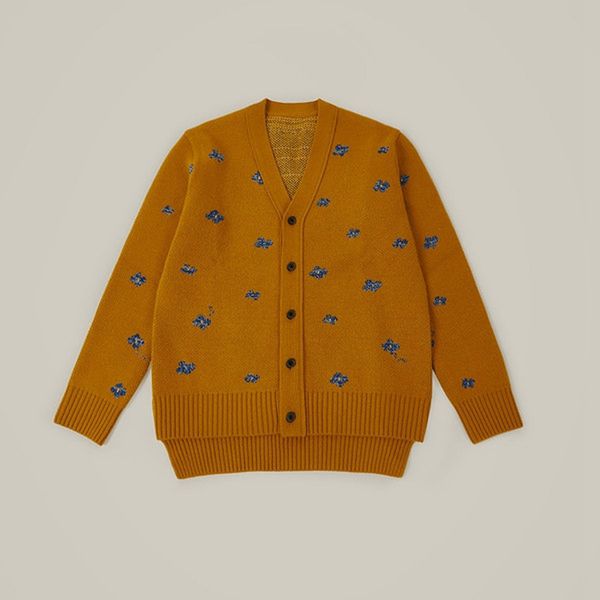 

2021 new error bluessom sweater men women blue jacquard adererror sweaters back leather fabric patch ader cardigans bvef, White;black