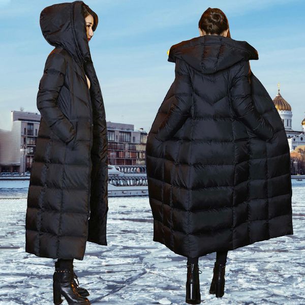 

women hooded down jacket winter long down coat black daily casual outwear smd-0366 q1215