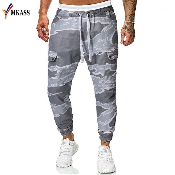 

new selling men's european size casual pants men's color contrast printed overalls pants leggings slim1, Black