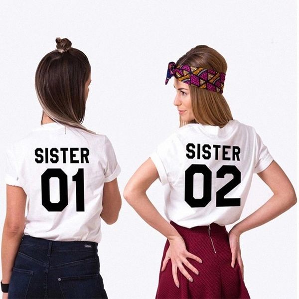 

zoganki women fashion summer friends t shirt sister 01 sister 02 03 tee shirt short sleeve casual women t-shirts black #yr03, White