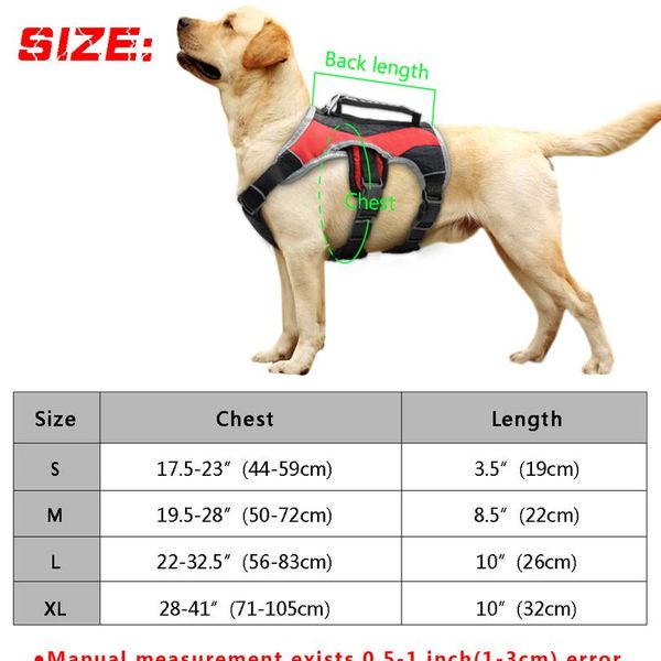 

reflective nylon large dog k9 harness mesh padded dog training vest adjustable with lift handle for labrador golden r bbysze