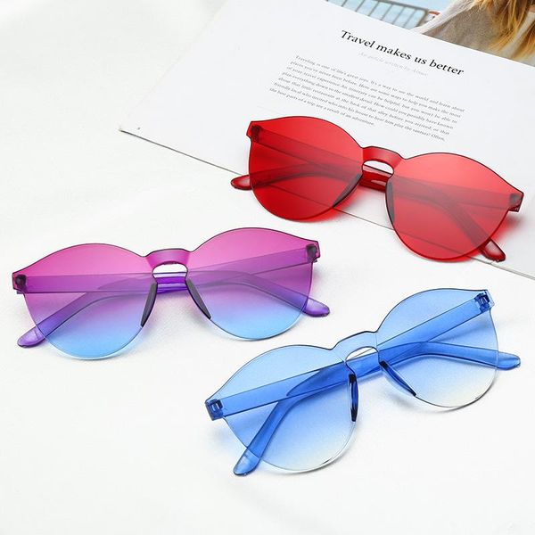 

new style candy-colored rimless sunglasses effective eyes protection for women, White;black
