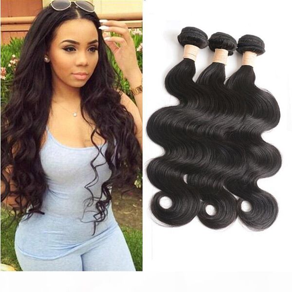 

peruvian human hair extensions 3 bundles body wave mink 8a unprocessed virgin hair products double wefts 3 pieces lot, Black