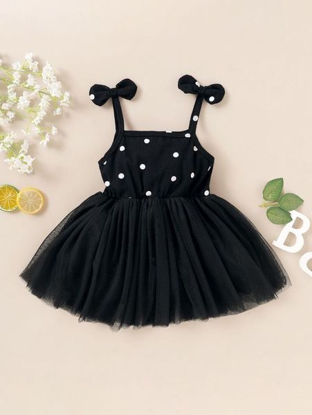 

toddler girls polka dot bow shoulder cami tutu dress she, Red;yellow