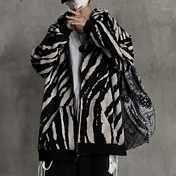 

thick fleece winter women zebra print tie dye hoodies hooded coat zipper streetwear sweatshirt gothic outwear young girl fashion1, Black
