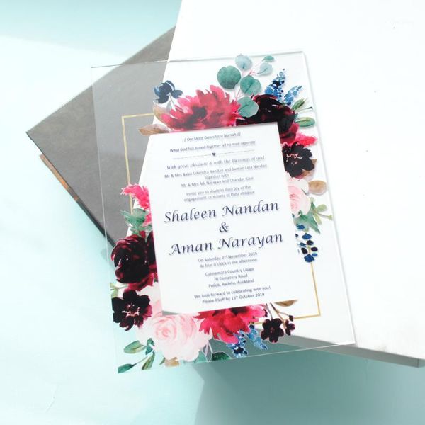 

transparent acrylic card custom colorful uv printing wooden wedding invitation card business invitations rsvp cards party supply1