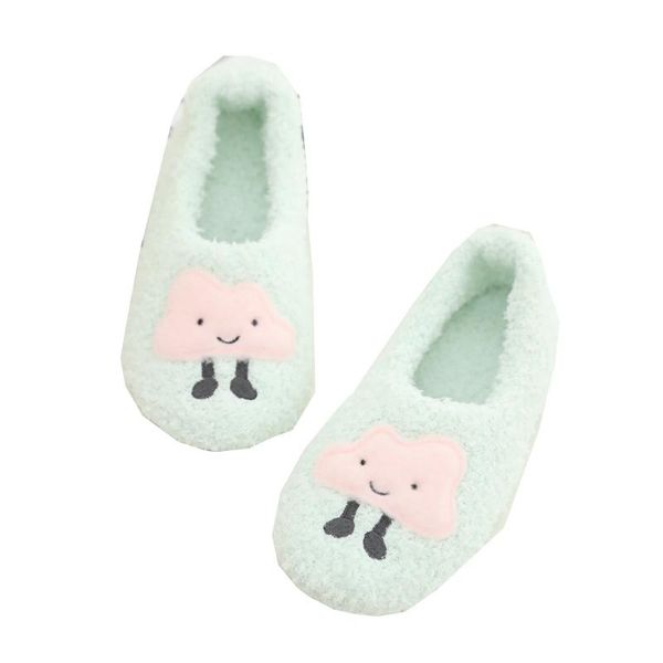 

fashion ladies fluff cartoon clouds thick cotton shoes drag simple cute comfortable warm slippers home indoor non-slip, Black