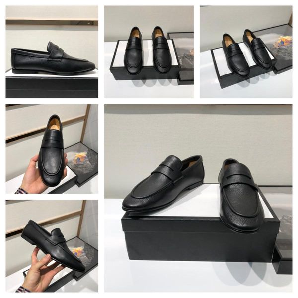 

sp 2020 new men genuine leather designers dress shoes lace up flats male casual shoes luxury footwear loafers men big size 39-45 11, Black