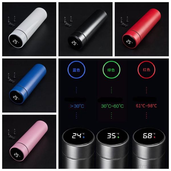 

smart mug temperature display vacuum stainless steel water bottle fashion kettle thermo cup with lcd touch screen gift cups owb2910