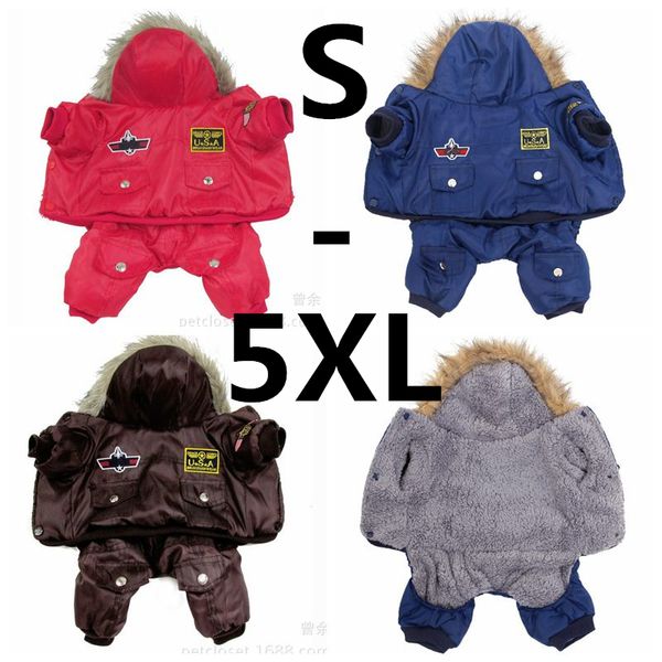 Heißer Winter Warm Dick Für Große Kleine Hund Haustier Kleidung Gepolsterte Hoodie Overall Hosen Bekleidung XS-5XL Heiße Neue Ankunft freies Verschiffen 201201