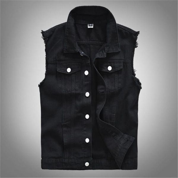

2020 new stylish men fashion denim vest casual cowboy jacket in shoulder jacket hip hop retro sleeveless streetwear dp20, Black;brown