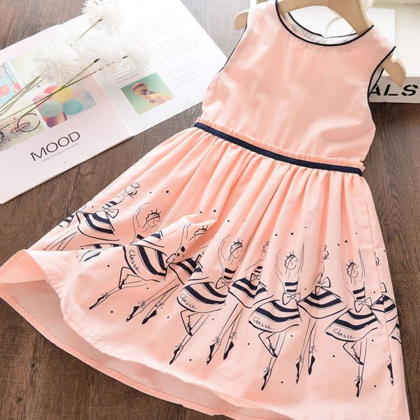 

22694 cotton vt skirt 2020 spring summer new children's ballet girls' print drs, Blue