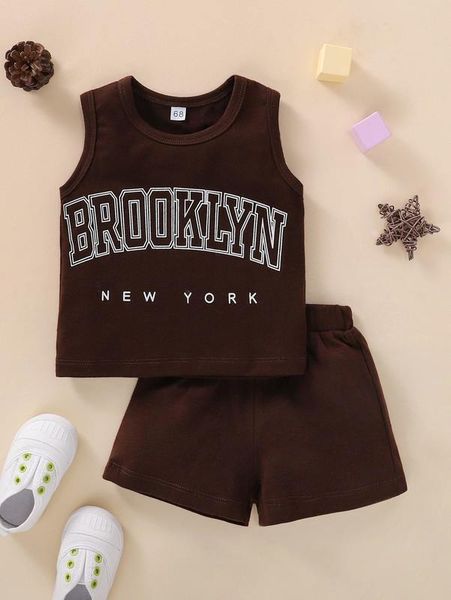 

baby letter graphic tank & shorts she01, White