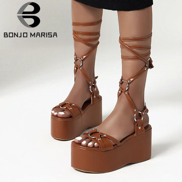 

bonjomarisa ins new lady summer sandals platform metal ankle strap sandals women casual holiday cool shoes woman1, Black