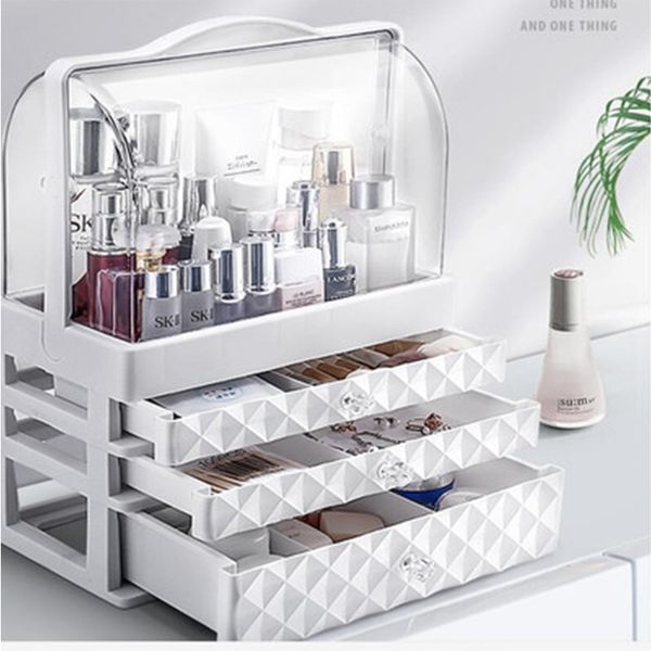 

waterproof transparent makeup jewelry box multifunctional travel cosmetic organizer drawer home storage boxs q1218