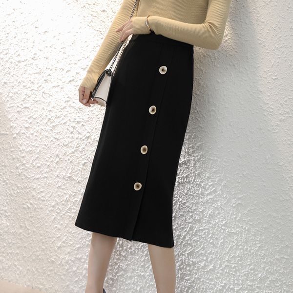 

2021 wool cotton kitting dresses winter and autumn colours women fashion skirt dx7k, Black