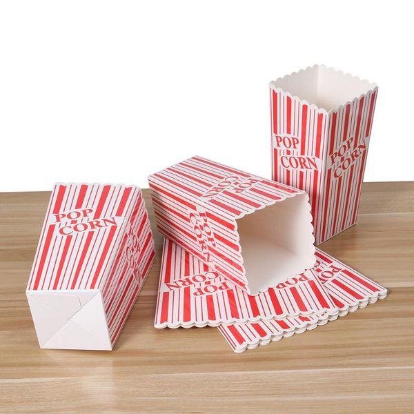 

gift wrap 6pcs plus size stripes popcorn treat boxes paper for party - red
