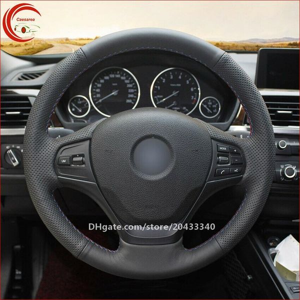 

hand sew black leather car steering wheel cover for bmw f30 f31 f34 f20 f21 f22