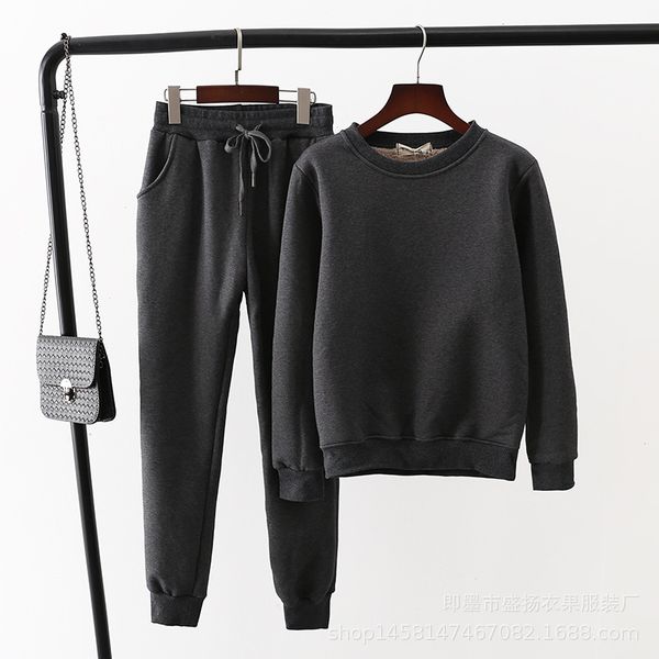 

2-piece sweatshirt for the women winter long sleeve to thicken sweatshirts warm women's clothing casual velvet tender sport v01n, Black