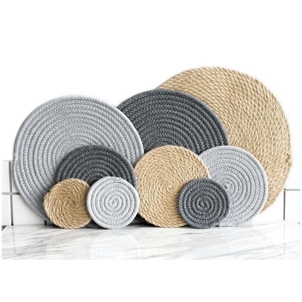 

cotton coasters linen round mats set insulation coffee pad placemat for dining table kitchen home decoration accessories modern f wmtxqn