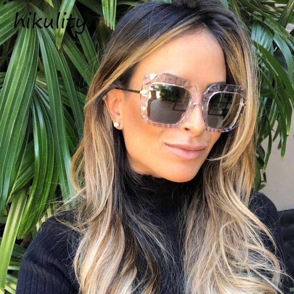

sunglasses 81219b oversized rectangle women brand designer large frame gradient lens unique sun glasses female uv400 protection, White;black