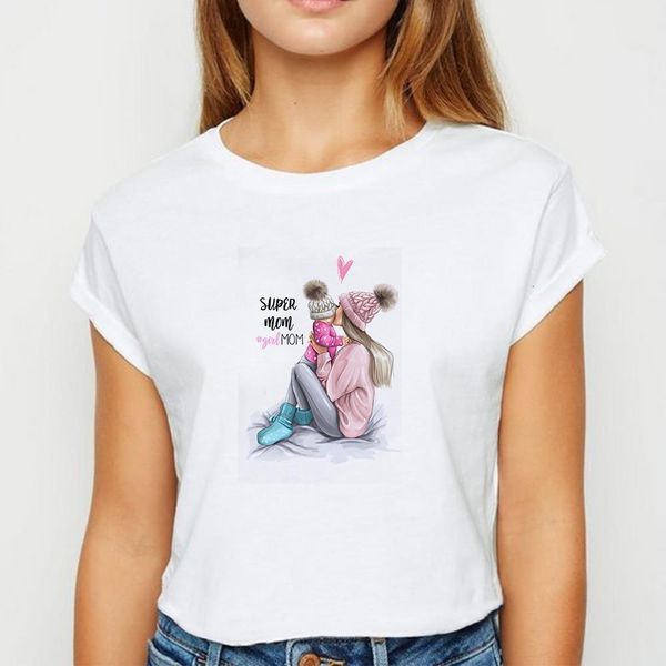 

plus size super mom girl mom tshirt women spring summer t shirt harajuku trendy short sleeve round collar t-shirt, White