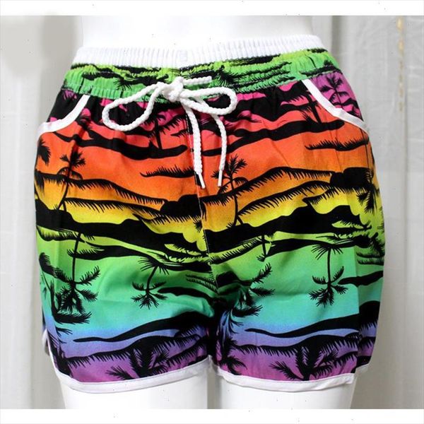 

2021 summer womens swimming shorts floral quick dry women shorts plus size beach wear short for female sportswear, White;black