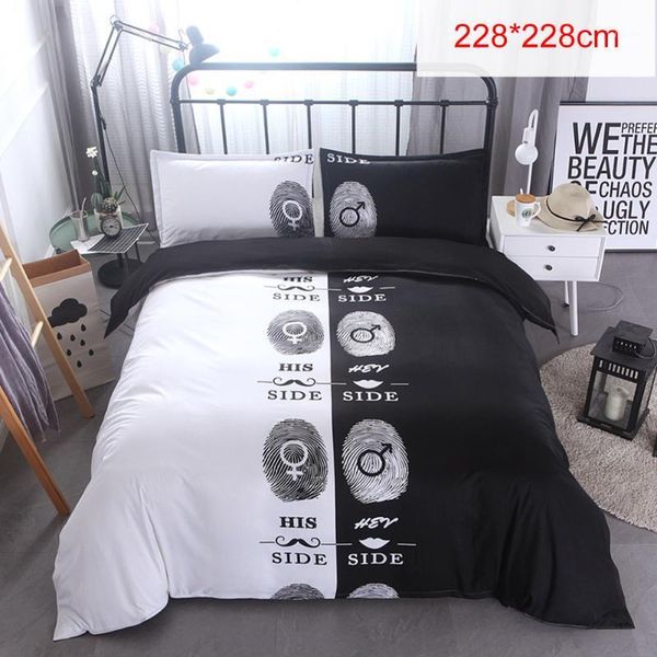 

3pcs luxury couple 3d print black/white duvet cover set bedding pillowcase1