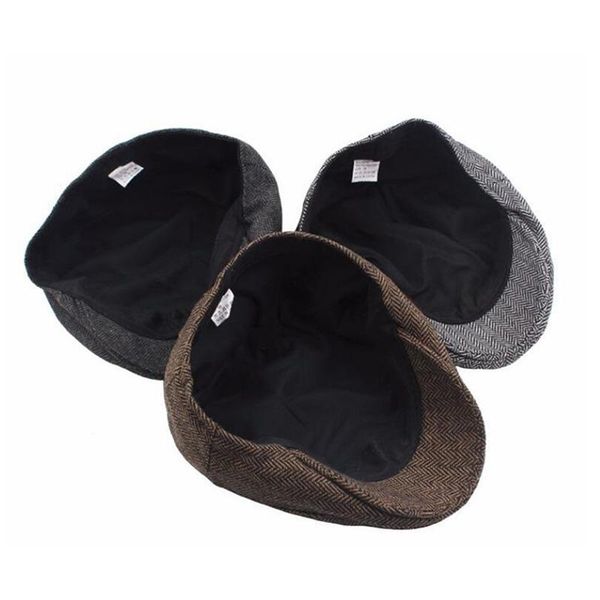 

sboy hats 1pcs vintage men cotton stripe flat cap driving sun hat, Blue;gray