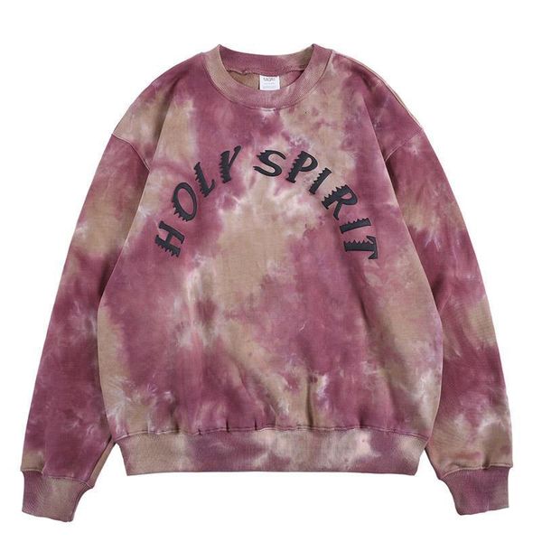 

kanye west holy spirit tie dye mens sweatshirt round neck terry hip hop hoodies men and women stranger things oversize hoody, Black