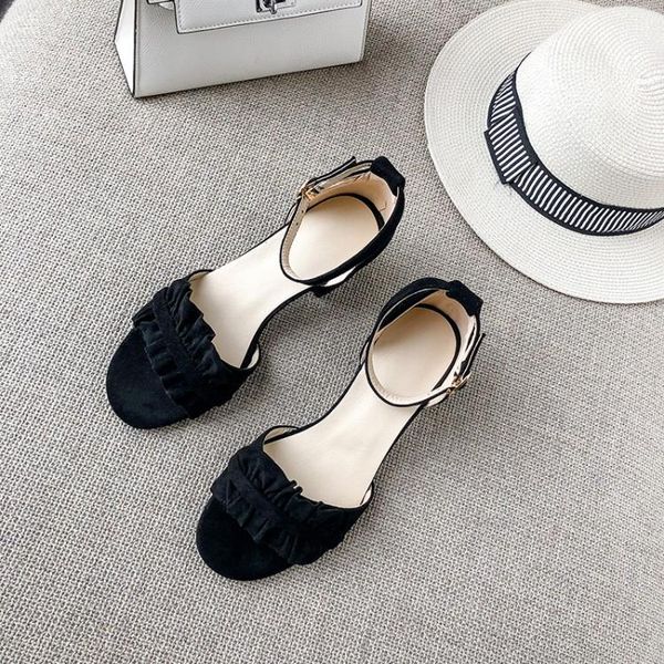 

big size high heels sandals women shoes woman summer ladies buckle lace open toe heel, Black