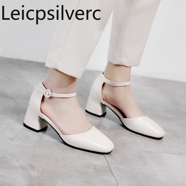 

dress shoes pumps spring and autumn style fashion square head shallow mouth buckle thick heel mid women's shoe plus size 31-431, Black