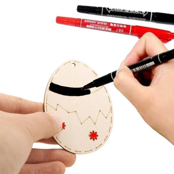 

10шт счастливый пасхальный кролик яйца деревянные ремесло милый зайчик пасхальные украшения домашняя вечеринка diy деревянные чипсы праздную