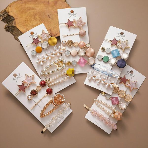 

2020 new color hairpin sweet simple cute imitation pearl flower dream 5 pcs set hair clip for women fashion hair accessories h wmturp, Black;brown