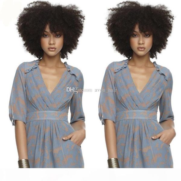 

for african american afro kinky curly human hair wig mongolian kinky curly full lace wig lace front wigs for black women 130% density, Black;brown