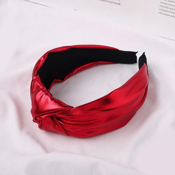 

women fashion glossy pu leather wide headband leather bow knotted hair hoop female party solid color headband hair accessories q bbycut