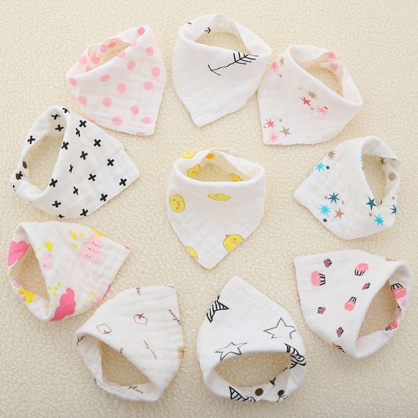 

8 layers baby newborn ins print bibs infant triangle scarf toddlers muslin cotton bandana burp cloths 23 colors m3092