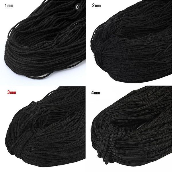 

30m/lots 1/2/3/4mm solid cord lanyard rope strand paracord bracelet lanyard camping rope clothesline survival parachute cord, Black;white