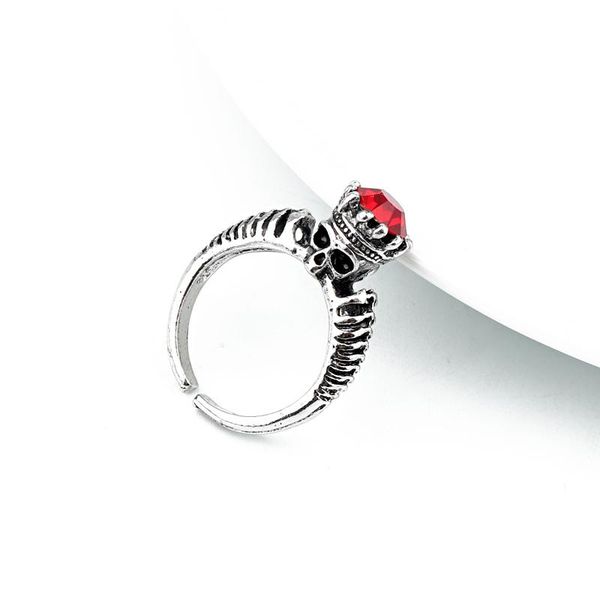

1шт vintage skeleton rose red циркон открытое кольцо для женщин мужчины punk ретро готический металл цвет череп цветок палец кольцо jewelryr, Bronze;silver